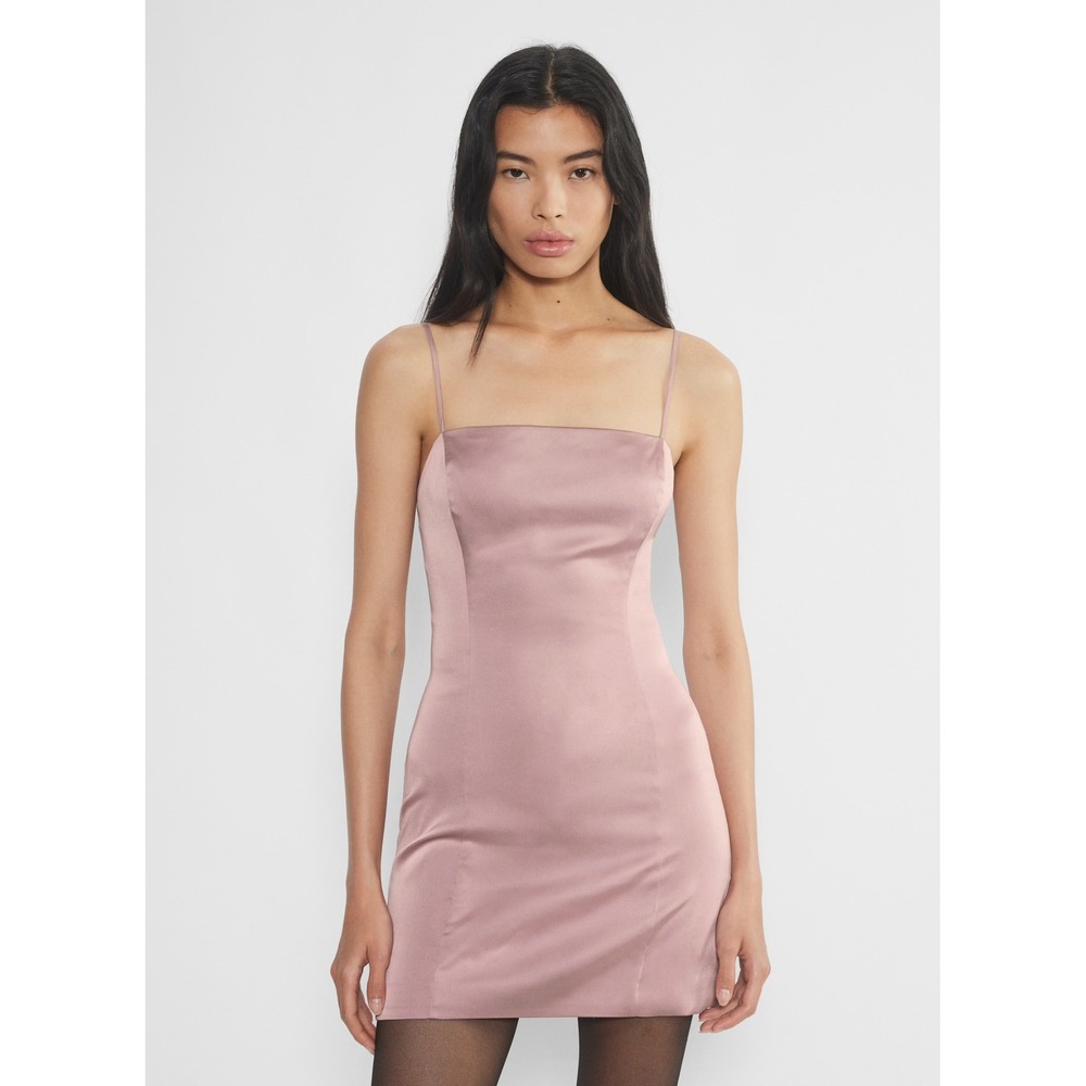 Aritizia Sunday Best Women Mini Dress 6 Pink Satin Square Neck Party Event Date